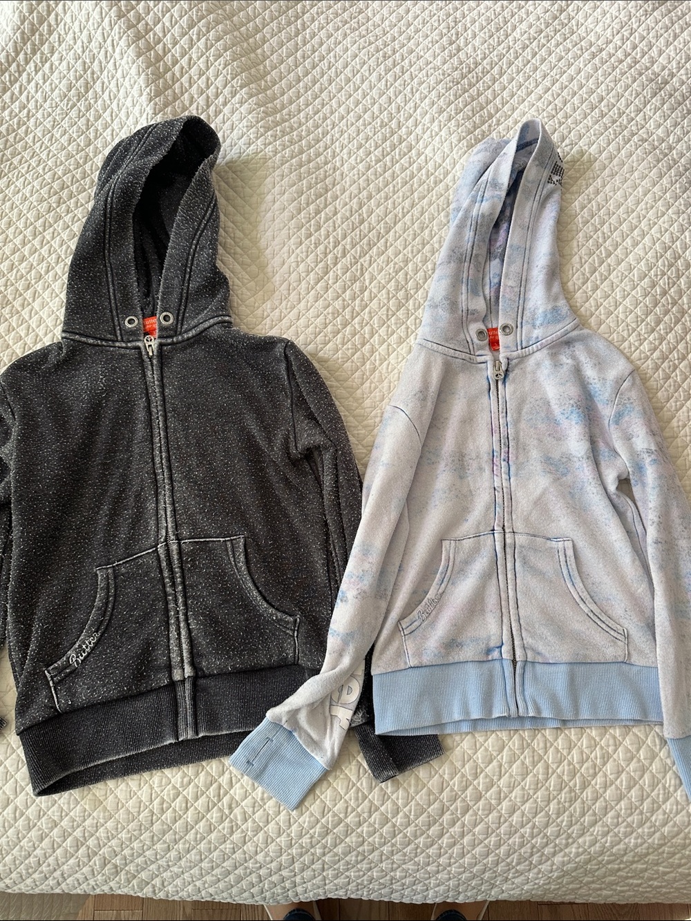Butter Kids Zip Hoodie Set - Black and Light Blue Tie-Dye